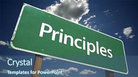  Presentation with road stop sign - Slide set having code ethics - principles road sign with dramatic background and a ocean colored foreground