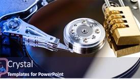  Presentation with encryption - Colorful slides enhanced with code-numbers-pad-lock backdrop and a navy blue colored foreground