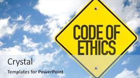  Presentation with ethics - Theme consisting of ethical leadership - code of ethics sign background and a light blue colored foreground