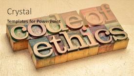 presentation powerpoint code Presentation with code - Slide deck featuring code-of-ethics-text background and a coral colored foreground