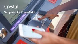  Presentation with atm machine - Cool new PPT theme with code on a pad security backdrop and a ocean colored foreground