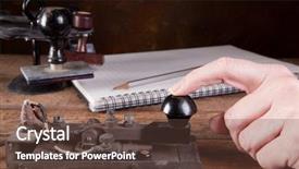  Presentation with code - Slide deck consisting of code on an antique telegraph background and a tawny brown colored foreground