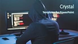  Presentation with computer attack - Colorful PPT theme enhanced with code or using computer virus backdrop and a ocean colored foreground