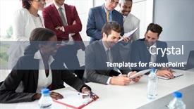  Presentation with data meeting - PPT layouts consisting of code review - business team read and study background and a ocean colored foreground