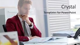  Presentation with employee anniversary work office - PPT theme consisting of code review - young male employee at work background and a light gray colored foreground