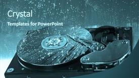  Presentation with fiber optics - Presentation with code switching - computer harddisk and heads background and a ocean colored foreground