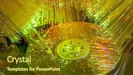  Presentation with fiber - Beautiful presentation featuring code switching - computer harddisk and heads backdrop and a tawny brown colored foreground