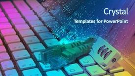  Presentation with computer network - Audience pleasing presentation consisting of code switching - lock and network cable backdrop and a  colored foreground