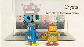  Presentation with learn - PPT theme with codeing on a laptop background and a cream colored foreground