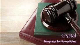  Presentation with gavel - Cool new PPT theme with codex - gavel and books on wooden backdrop and a wine colored foreground