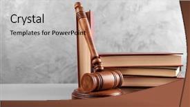  Presentation with judge - Presentation theme having codex - judge's gavel and books background and a light gray colored foreground