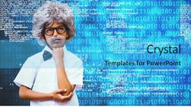  Presentation with binary blue - PPT theme featuring coding class - pupil dressed up in wig background and a  colored foreground
