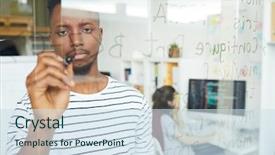  Presentation with coding - Cool new PPT layouts with coding training - serious guy with highlighter writing backdrop and a sky blue colored foreground