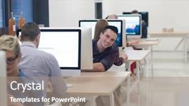  Presentation with computer software - PPT layouts having coding training - startup business software developer working background and a coral colored foreground