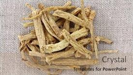  Presentation with ginseng - Amazing presentation design having dange - codonopsis pilosula roots also called backdrop and a coral colored foreground
