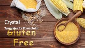  Presentation with free food - PPT theme enhanced with coeliac - gluten free food concept corn background and a tawny brown colored foreground