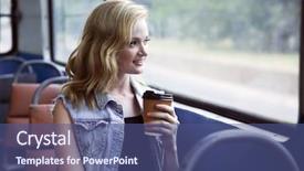  Presentation with coffee cup diary - Cool new PPT theme with cofee - beautiful girl with cup backdrop and a  colored foreground