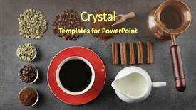  Presentation with coffee - Presentation theme having cofee - coffee composition on grey background background and a tawny brown colored foreground