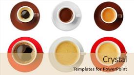  Presentation with coffee - Beautiful presentation theme featuring cofee - collage of cups with tasty backdrop and a yellow colored foreground