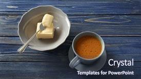  Presentation with butter - Beautiful slides featuring cofee - composition with tasty butter coffee backdrop and a tawny brown colored foreground