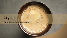  Presentation with coffee cup diary - PPT theme enhanced with cofee - cup of tasty butter coffee background and a yellow colored foreground