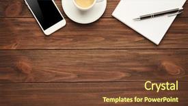  Presentation with wooden desk cup - Presentation theme consisting of cofee - phone notepad and cup background and a tawny brown colored foreground