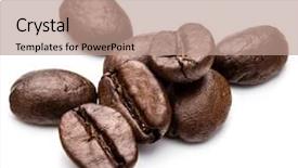  Presentation with coffee beans - PPT theme enhanced with cofee - roasted coffee beans isolated background and a coral colored foreground