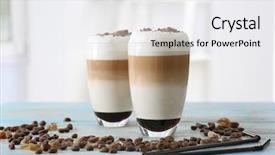  Presentation with glasses blurry eye chart - PPT theme with coffe - glasses with latte macchiato background and a white colored foreground