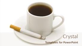  Presentation with coffe - Audience pleasing PPT theme consisting of coffe and cigarette on white background backdrop and a lemonade colored foreground