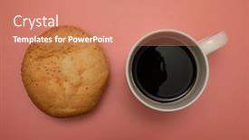  Presentation with bread bun - Colorful presentation enhanced with coffe-mug-with-bread-humburger backdrop and a coral colored foreground