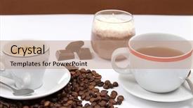  Presentation with coffe - Amazing slides having fresh coffee in woden spoon placed on white background backdrop and a sky blue colored foreground