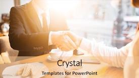  Presentation with lunch - Colorful PPT theme enhanced with coffee - handshake at lunch-break backdrop and a lemonade colored foreground