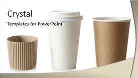  Presentation with paper cups - Cool new theme with coffee - paper cups isolated on white backdrop and a white colored foreground