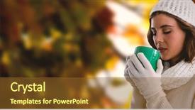  Presentation with maple leaves - Amazing PPT theme having coffee against view of maple backdrop and a tawny brown colored foreground