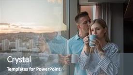  Presentation with romantic - Slides consisting of coffee and beautiful sunset landscape background and a gray colored foreground