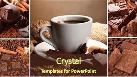  Presentation with coffee chocolate - PPT theme enhanced with coffee and chocolate tasty collage background and a tawny brown colored foreground