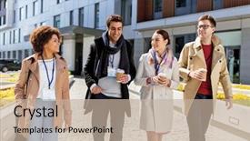  Presentation with international education - Audience pleasing slides consisting of coffee and conference badge backdrop and a mint green colored foreground