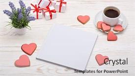  Presentation with coffee book - Beautiful slides featuring coffee and cookies in heart backdrop and a white colored foreground