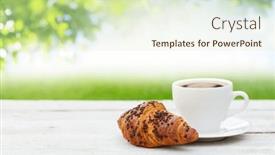  Presentation with croissant - Slide deck consisting of coffee-and-croissant-on-sunny background and a soft green colored foreground