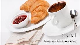  Presentation with croissant - Beautiful theme featuring coffee and croissant backdrop and a  colored foreground