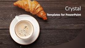 Presentation with breakfast - Cool new slide set with coffee-and-croissants-on-wooden backdrop and a tawny brown colored foreground