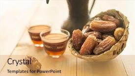  Presentation with life - Cool new presentation theme with coffee and dates still life backdrop and a yellow colored foreground