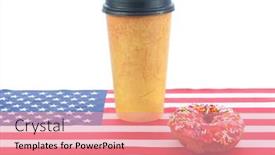  Presentation with world flag - PPT layouts featuring coffee-and-donut-american-flag background and a coral colored foreground