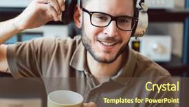  Presentation with coffee music - Colorful presentation theme enhanced with coffee and listening to music backdrop and a tawny brown colored foreground