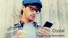  Presentation with coffee music - Amazing presentation theme having coffee and listening to music backdrop and a soft green colored foreground