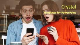  Presentation with catholic couple silhouette of young - Slide set consisting of coffee and looking at mobile background and a tawny brown colored foreground