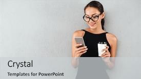  Presentation with gray black illustrated - Cool new slides with coffee and using mobile phone backdrop and a  colored foreground