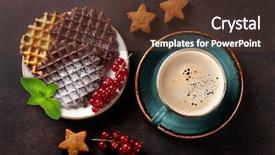  Presentation with waffles - Slides with coffee and waffles with berries background and a tawny brown colored foreground