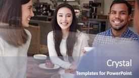  Presentation with friends show - Beautiful PPT theme featuring coffee at a coffee shop backdrop and a gray colored foreground