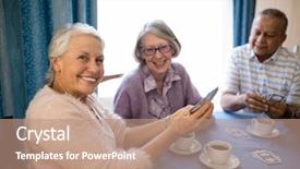  Presentation with deck of playing cards - Presentation theme consisting of coffee at table in nursing background and a  colored foreground